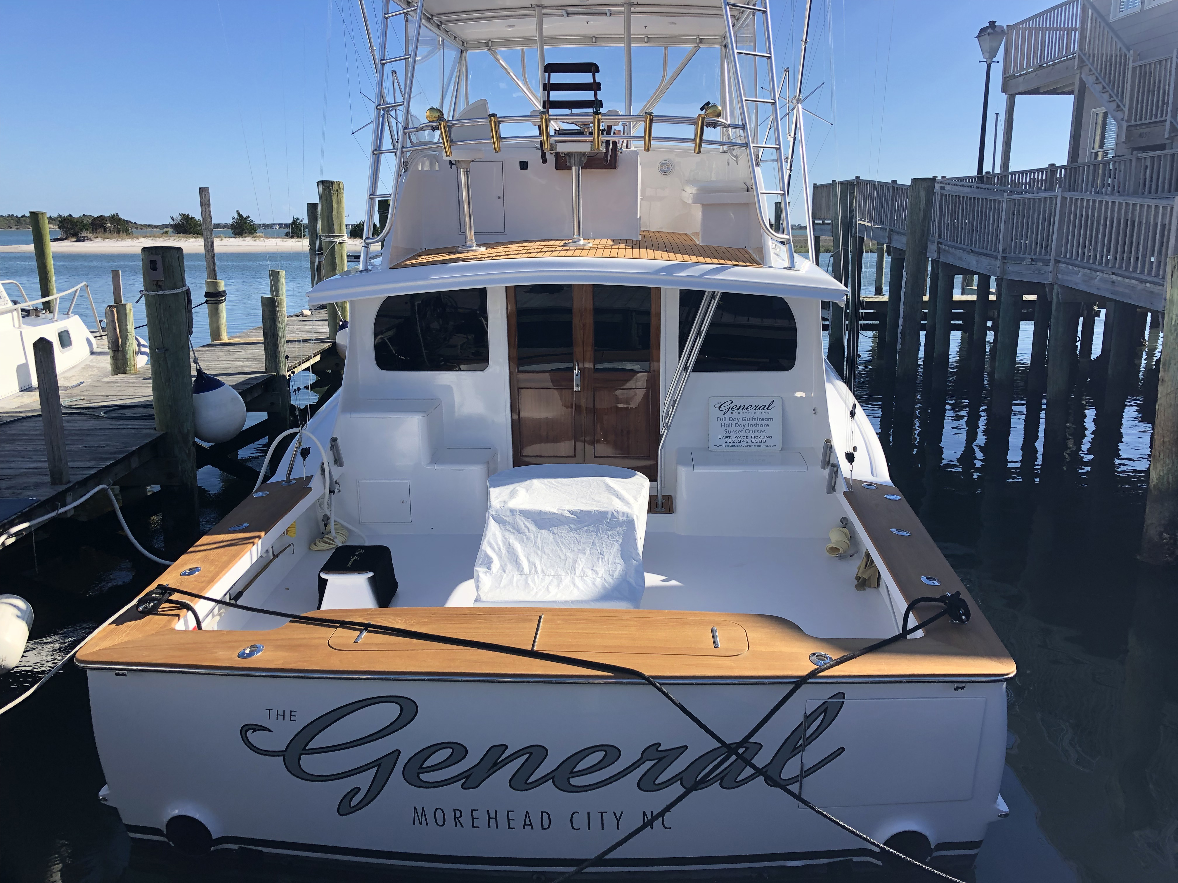 The General docked at the Morehead City waterfront